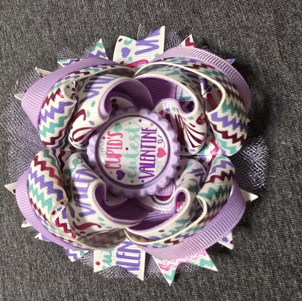 Purple and Multicolor Kids Hair Bow
